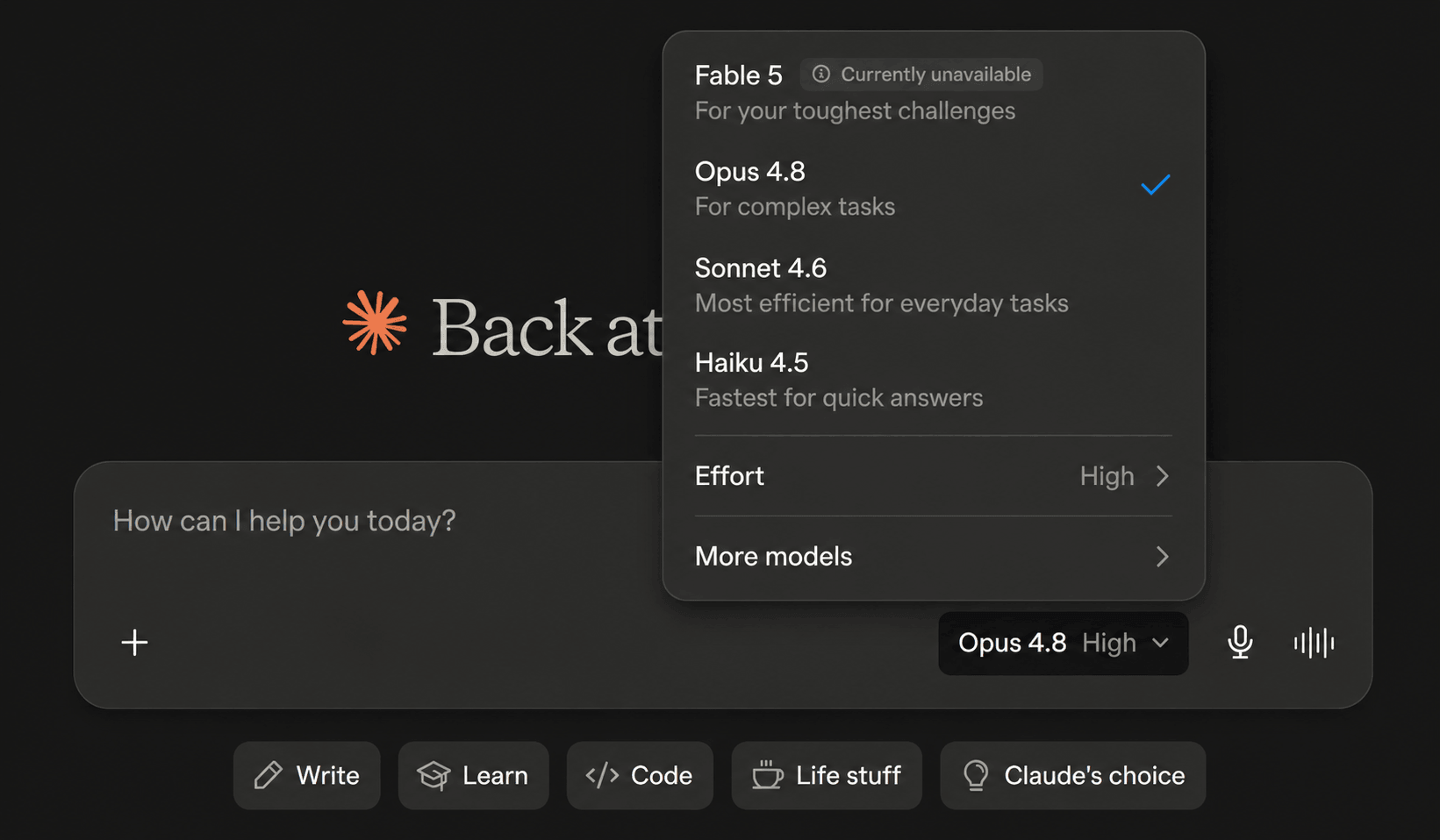 Anthropic Fable 5 Return interface showing code generation